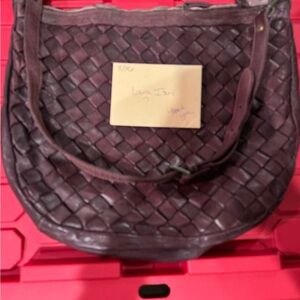 Isabella Fiore Woven Leather Shoulder Bag - Dark Purple